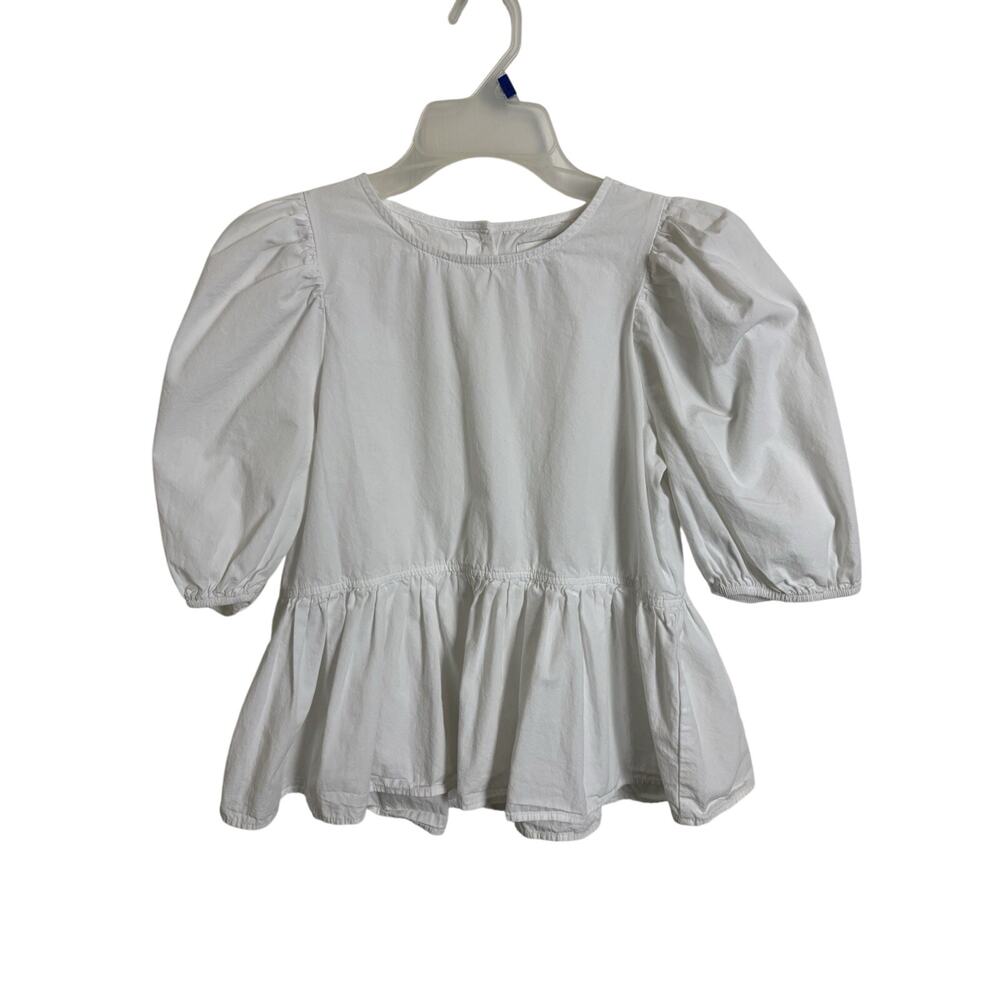 Milkmaid Cottage White Puff Sleeve Peplum Top Size XS Coquette Romantic Spring
